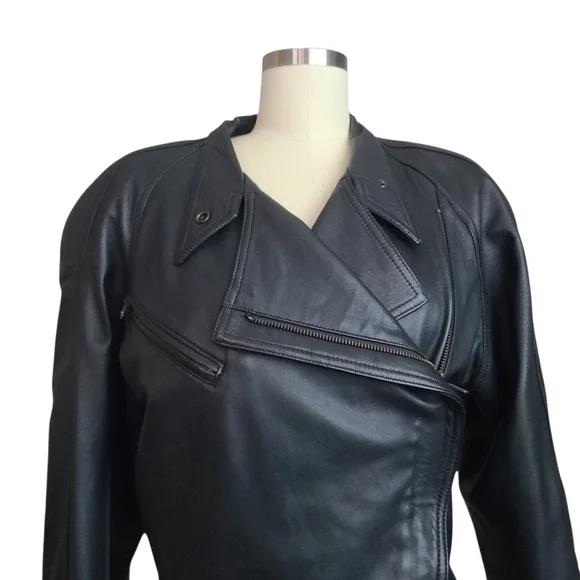 Vintage 80s North Beach Leather Michael Hoban Black Moto Jacket Womens Small 7/8 - Picture 2 of 11